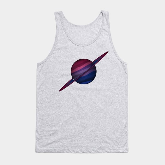 Planet and Rings in Bisexual Pride Flag Colors Tank Top by LiveLoudGraphics